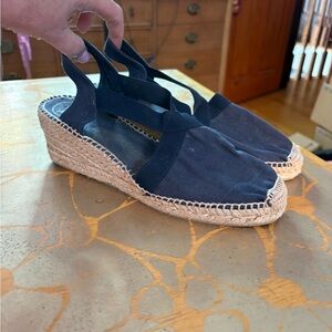 Elegant Navy Espadrille Wedge Sandals